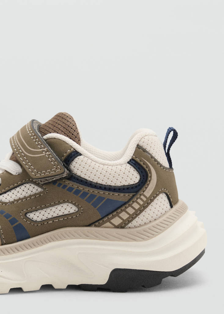 Velcro fastening mixed sneakers — Khaki