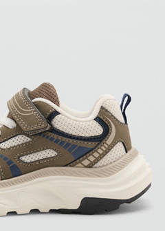 Velcro fastening mixed sneakers — Khaki 3