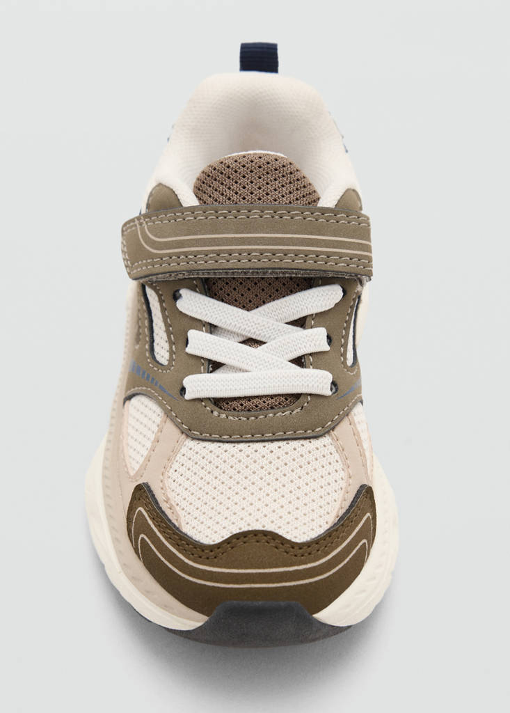 Velcro fastening mixed sneakers — Khaki