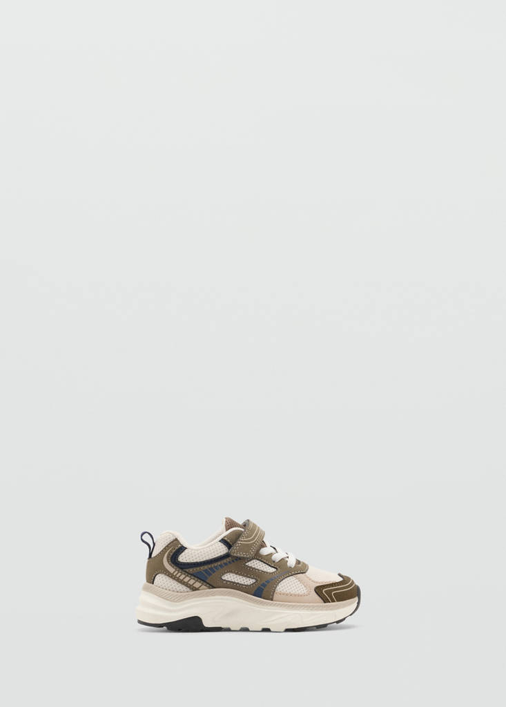 Velcro fastening mixed sneakers — Khaki