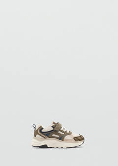 Velcro fastening mixed sneakers — Khaki 1