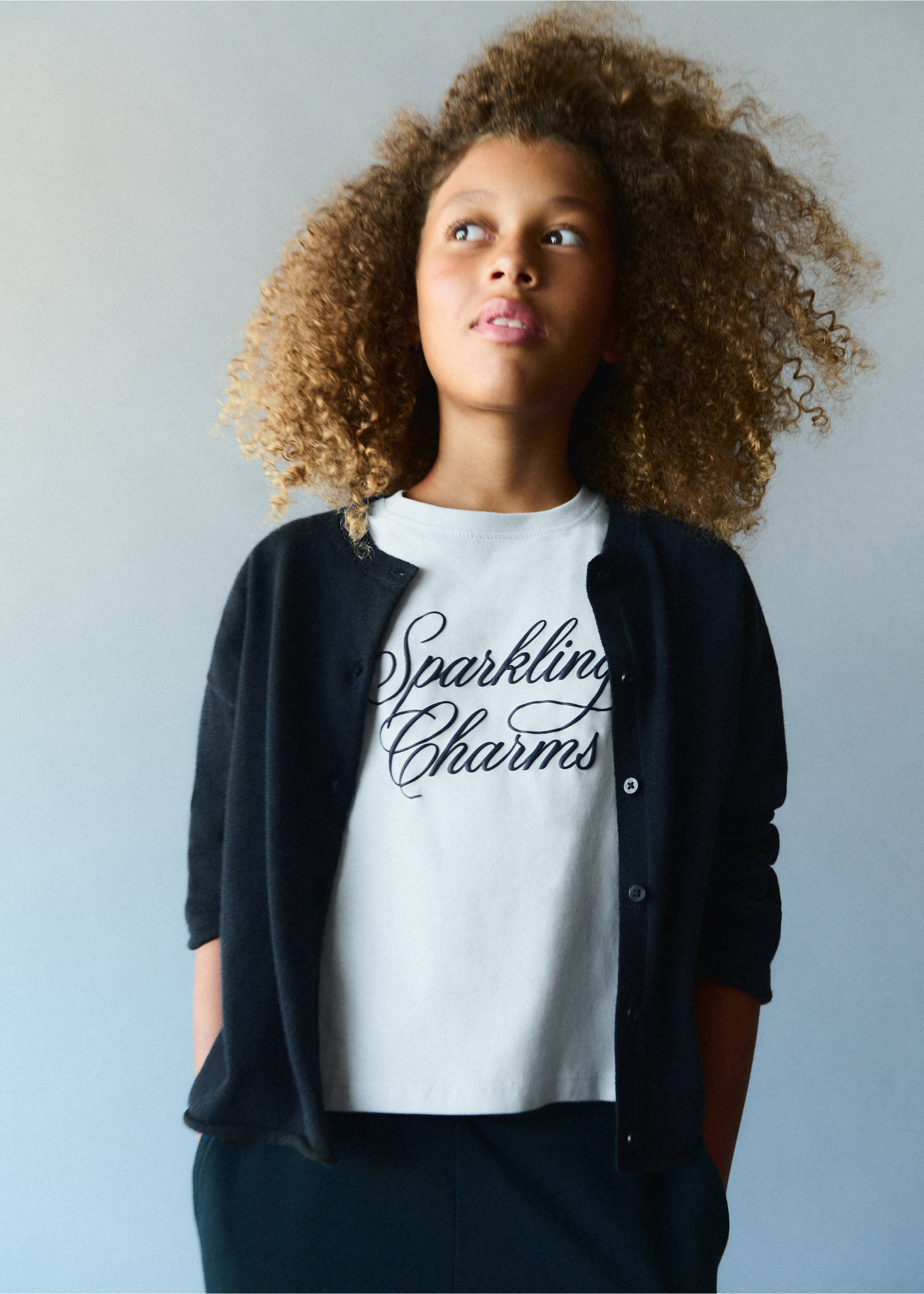 Cotton T-shirt with print detail - Details of the article 5, Sky Blue. Ref: 37033873-00.