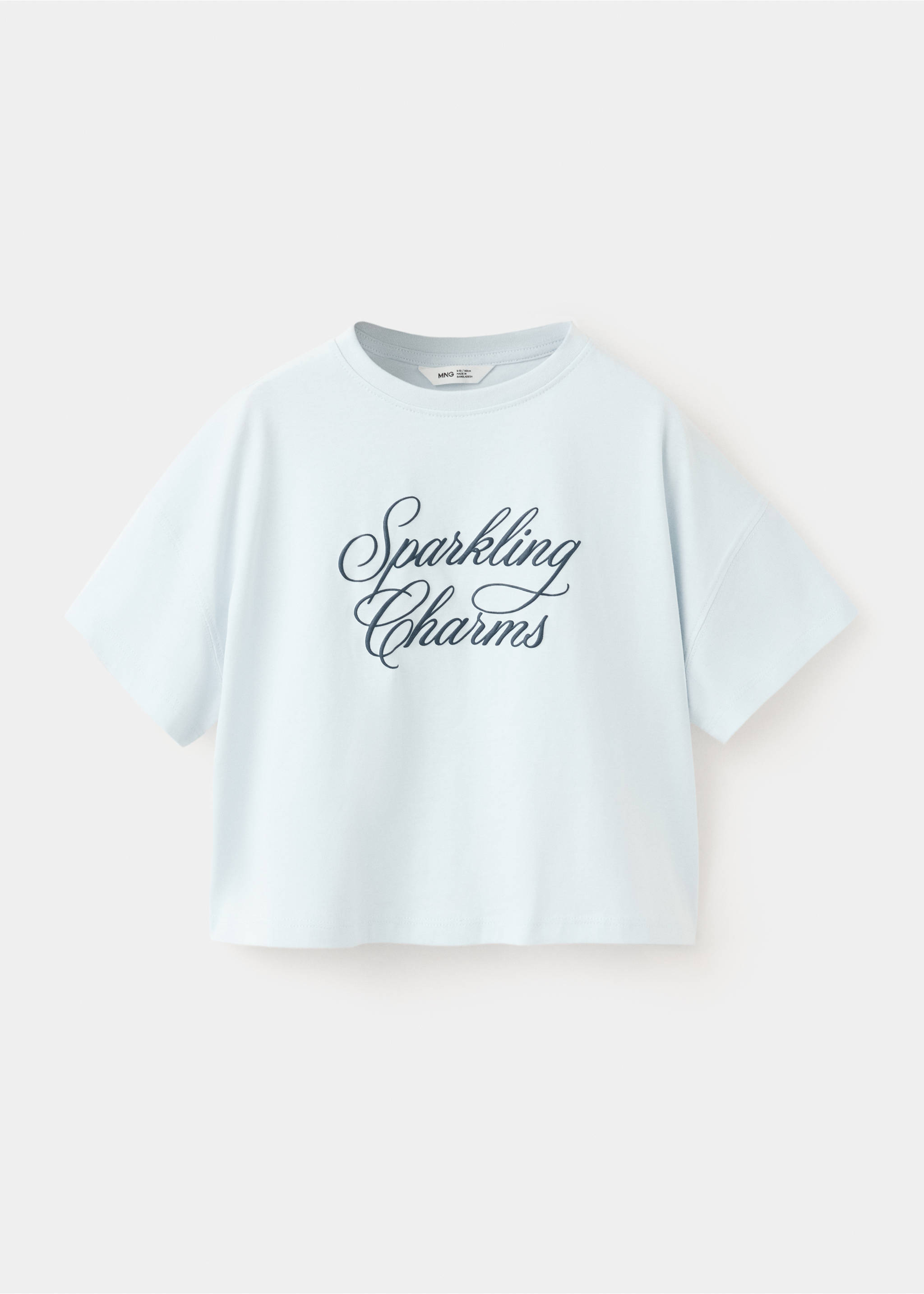 T-shirt crop 100 % coton - Article sans modèle, Bleu ciel. Ref: 37033873-00.