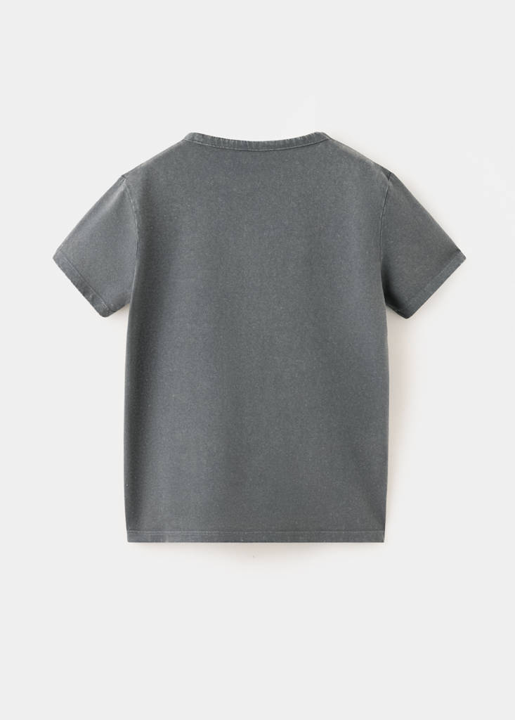 Studded T-shirt with print detail — Charcoal
