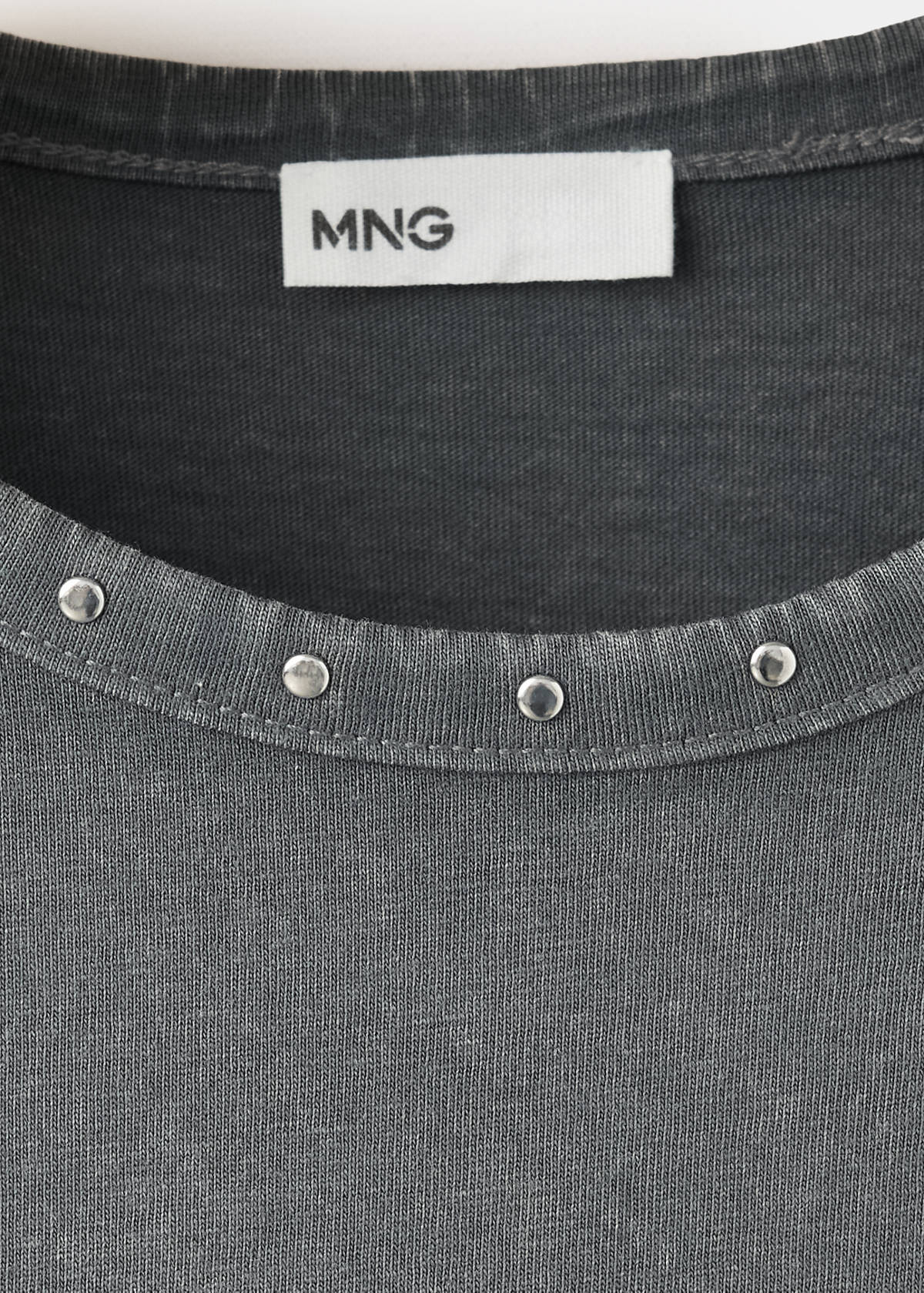 Studded T-shirt with print detail — Charcoal