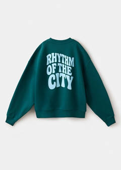 Balloon fit printed sweatshirt — Green 4