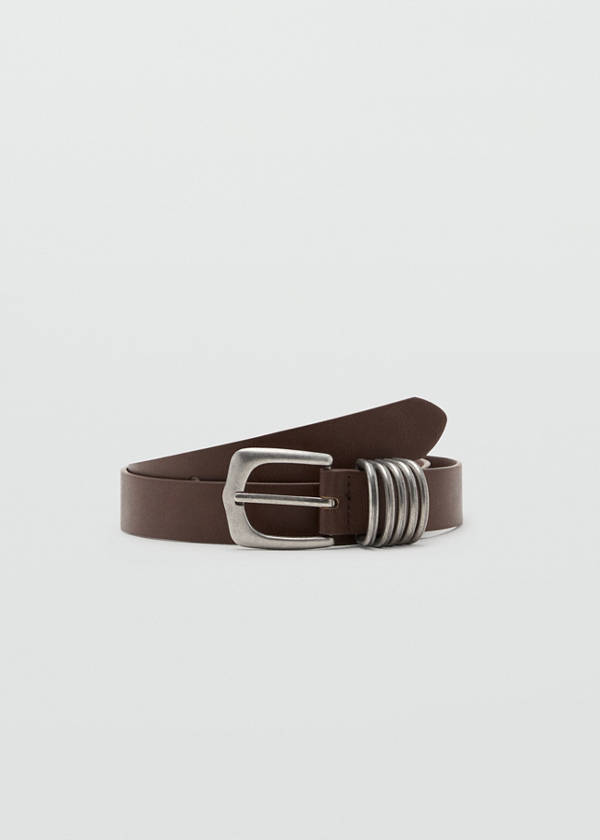 Belt with metal belt loops — Brown