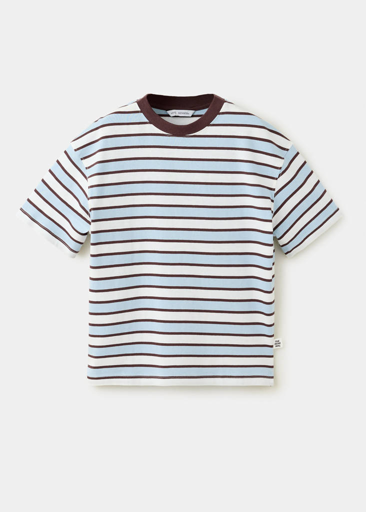 Koszulka w paski 100% bawełna błękitny - Dzieci - 5-6 lata - MANGO KIDS