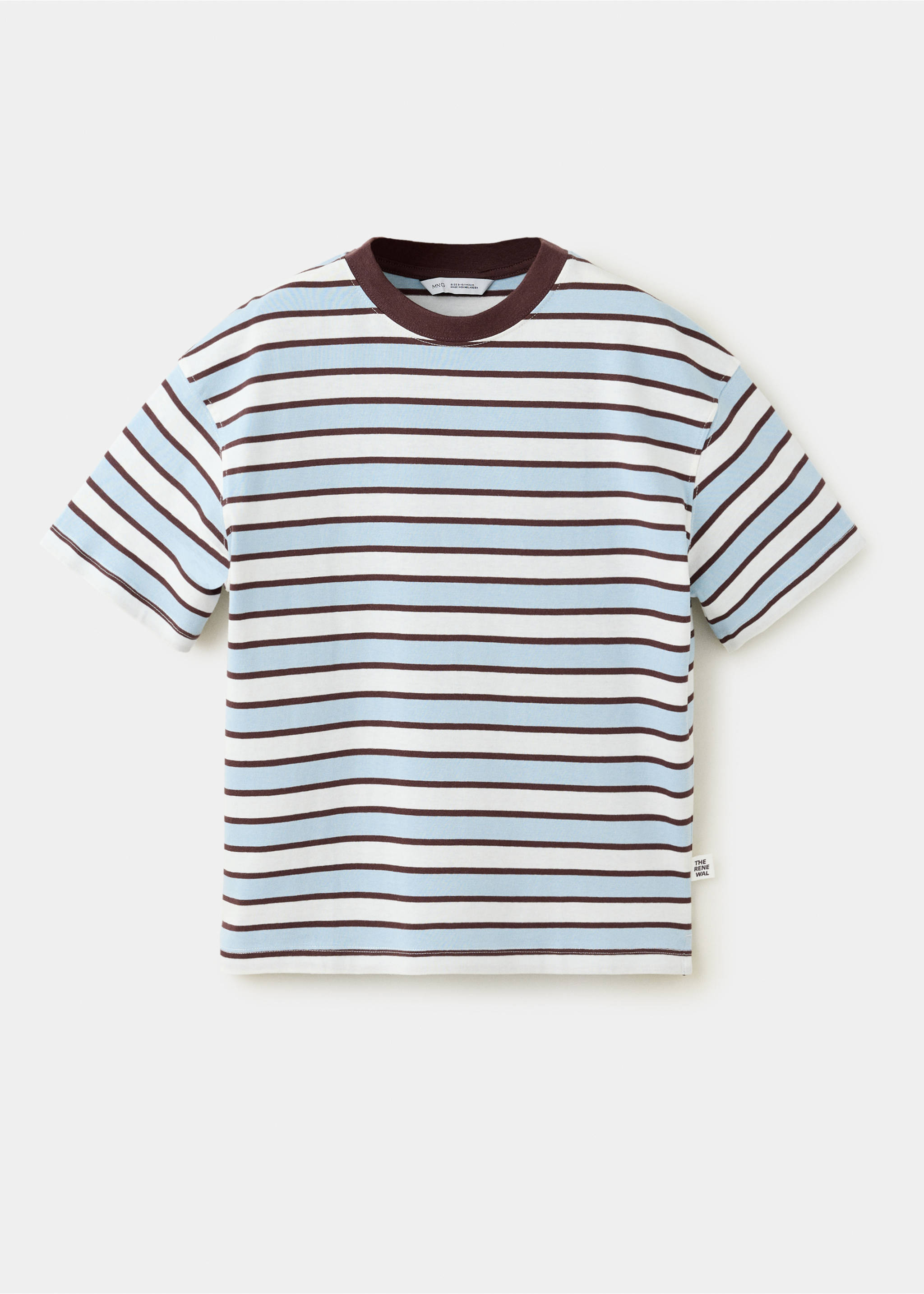 T-shirt 100 % coton rayures - Article sans modèle, Bleu ciel. Ref: 37033880-00.