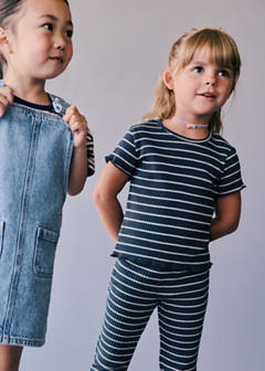 Striped rib T-shirt — Navy 2