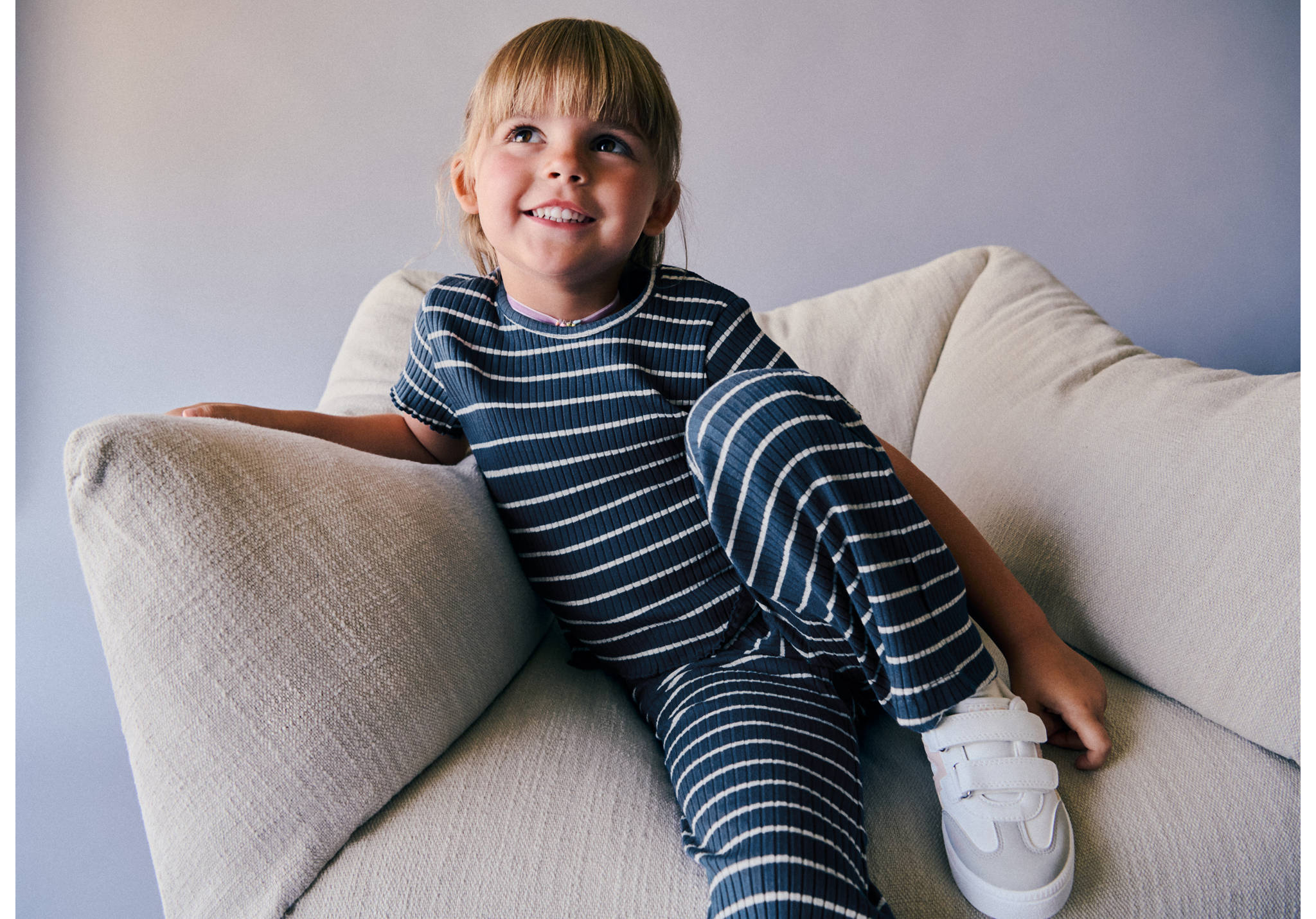 Striped rib T-shirt - Panoramic plane