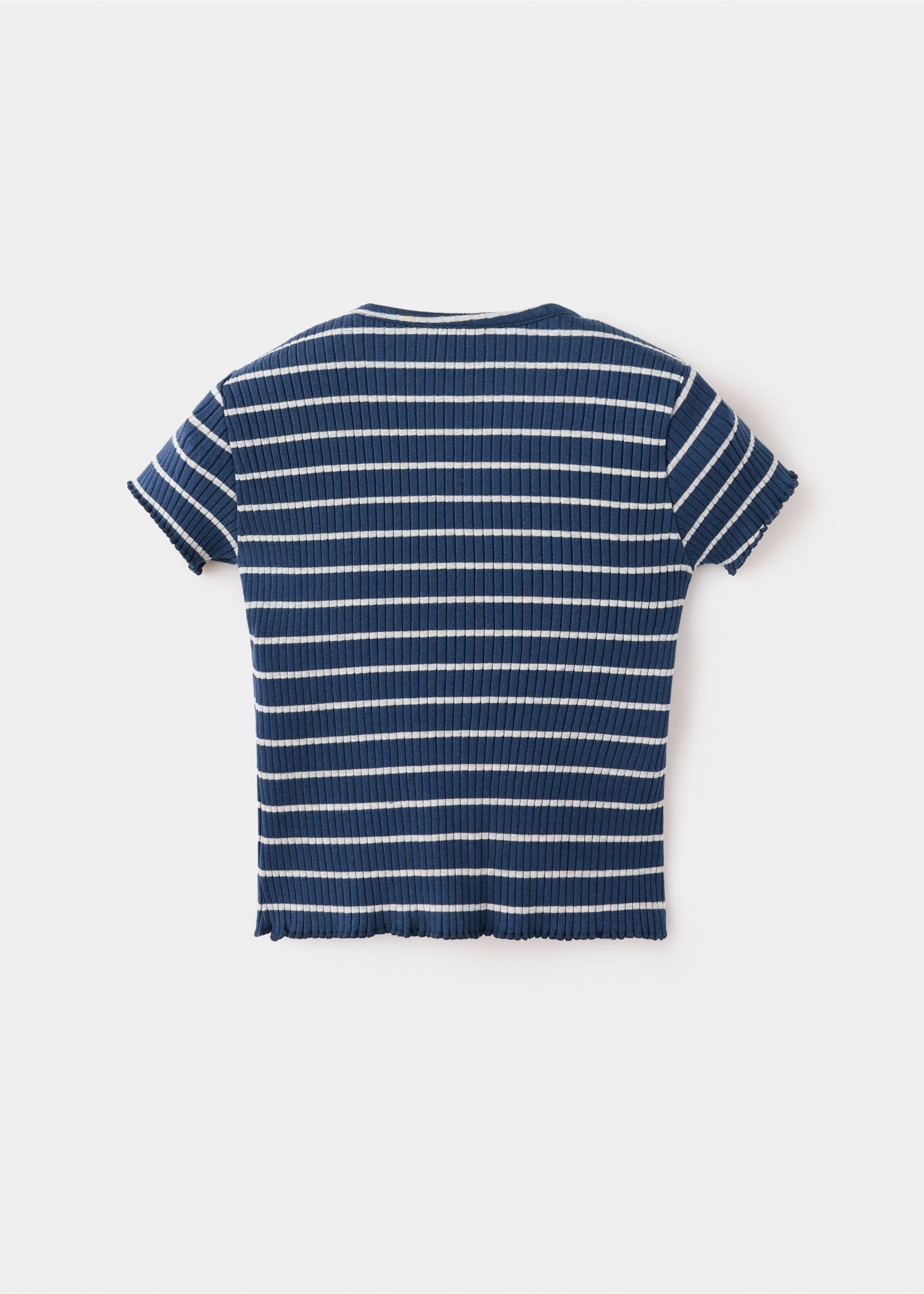 Striped rib T-shirt - Reverse of the article, Navy. Ref: 37033884-00.