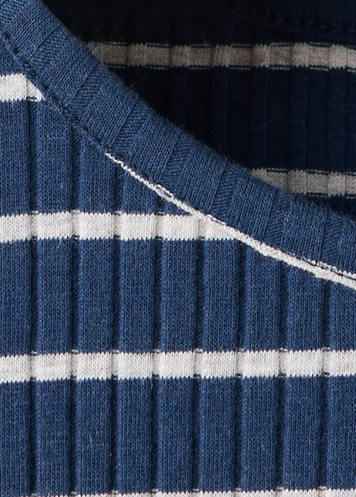 Striped rib T-shirt — Navy