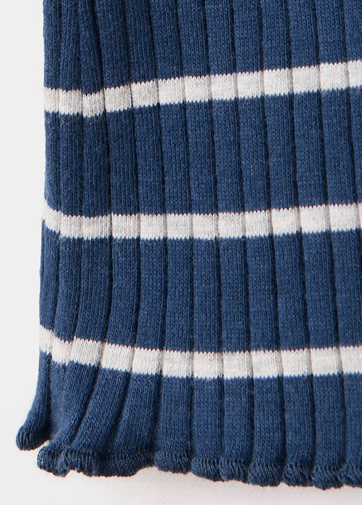 Striped rib T-shirt — Navy