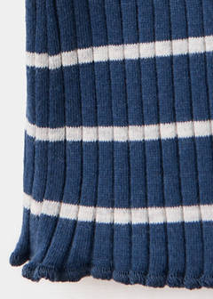 Striped rib T-shirt — Navy 6