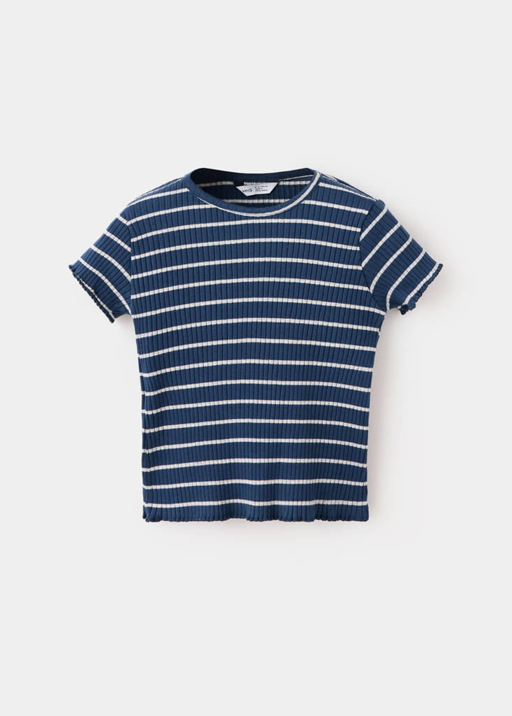 Striped rib T-shirt — Navy