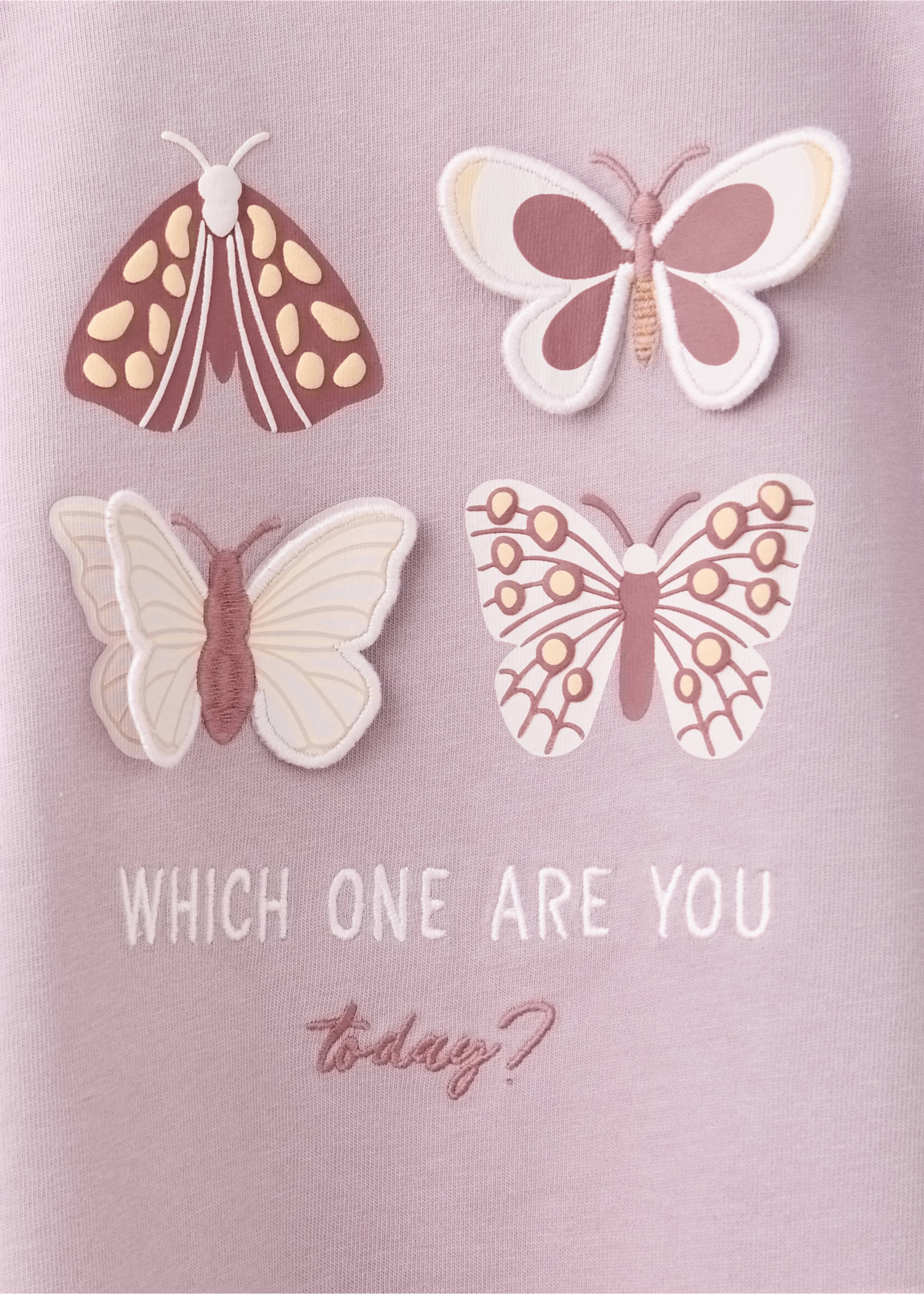 Embossed cotton t-shirt - Details of the article 8, Light/Pastel Purple. Ref: 37033885-00.