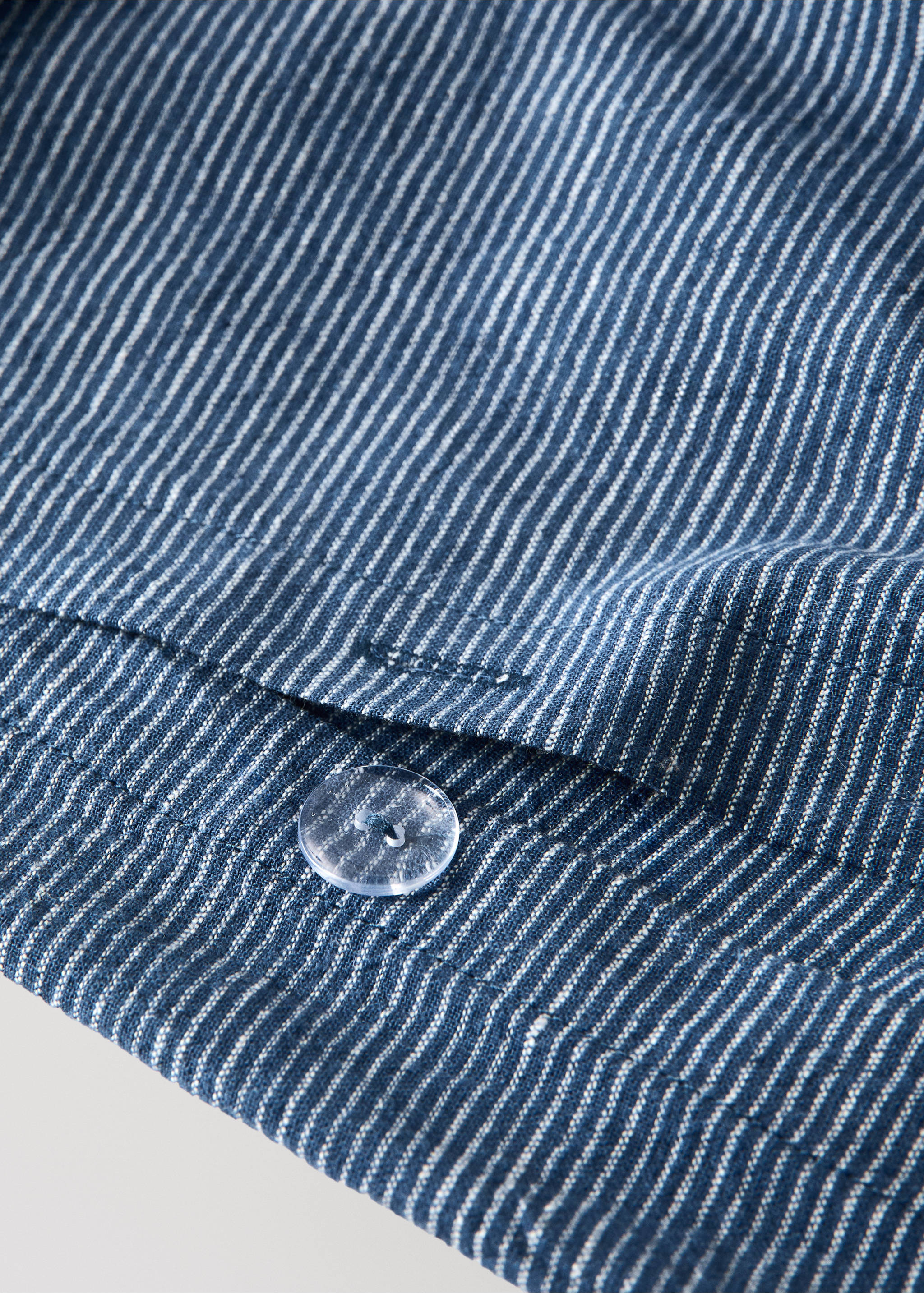 Linen cotton duvet cover for 150/160 cm bed - Details of the article 2, Indigo Blue. Ref: 37033888-00.