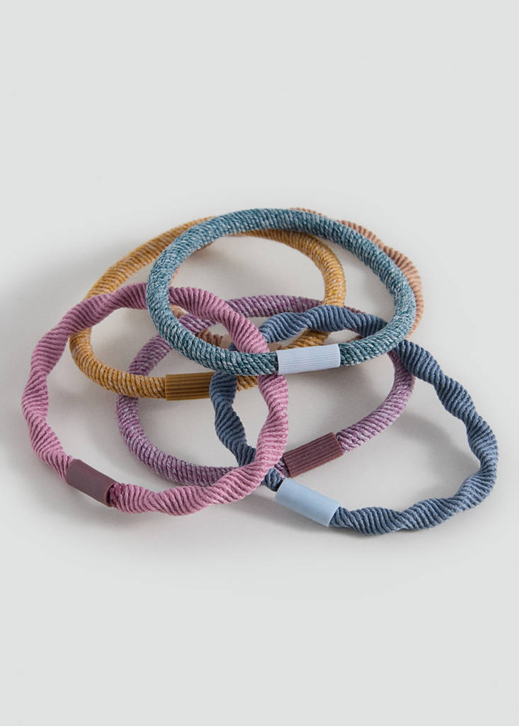 Pack of 6 combined hair ties — Blue