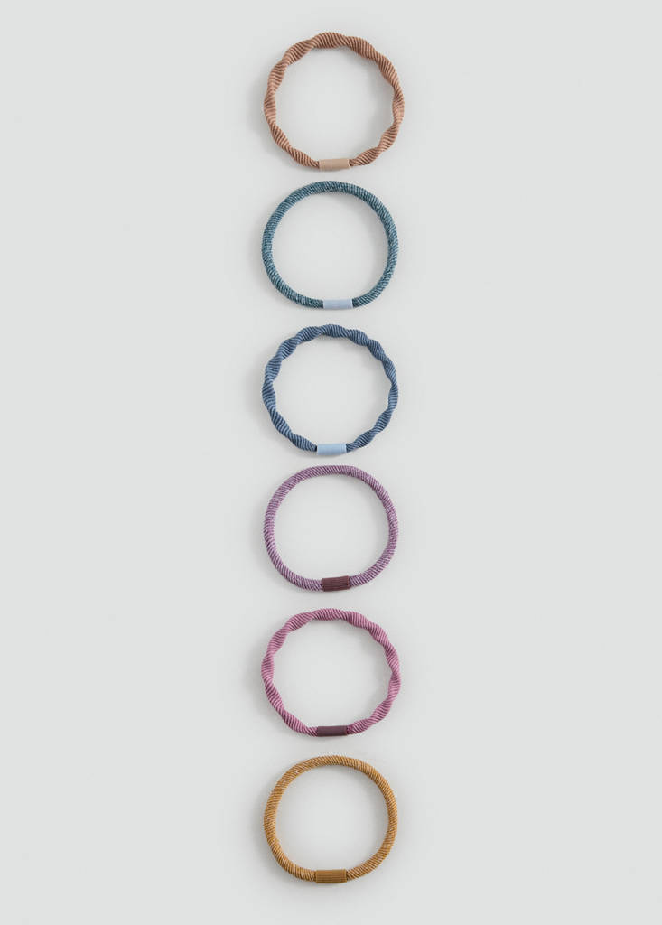 Pack of 6 combined hair ties — Blue