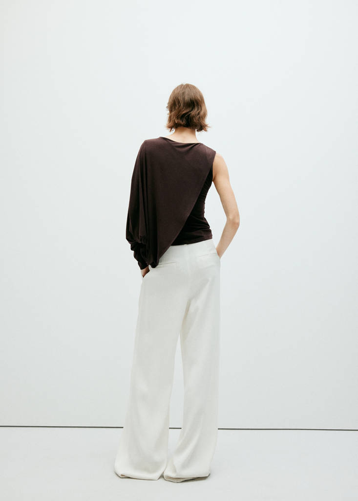 Ruffled asymmetrical blouse — Brown