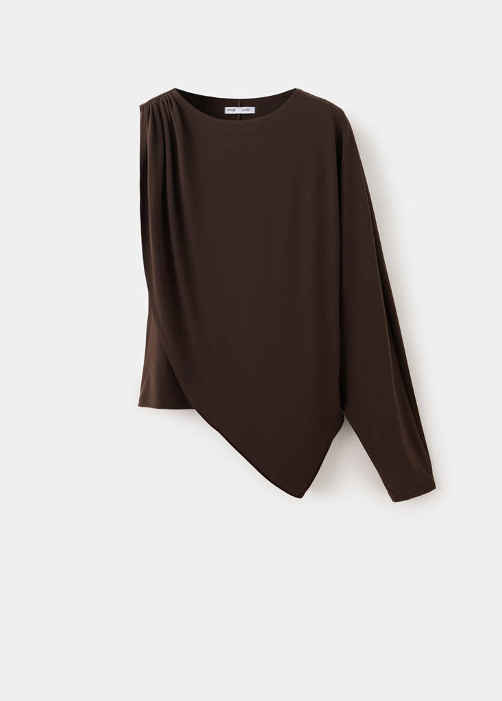 Ruffled asymmetrical blouse — Brown