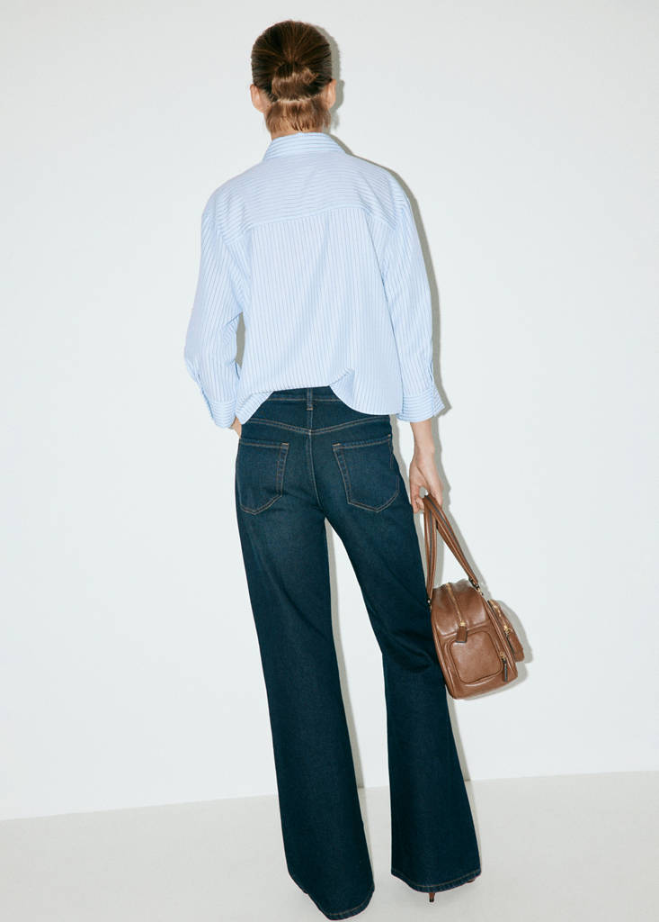 Striped straight shirt — Sky Blue