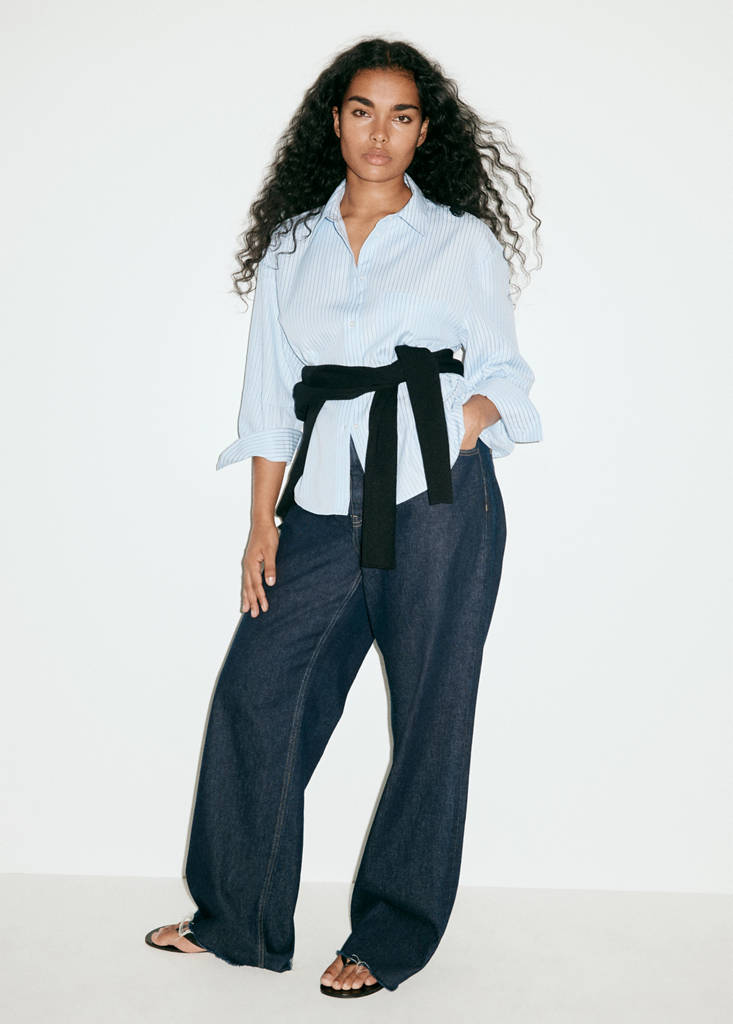 Striped straight shirt — Sky Blue