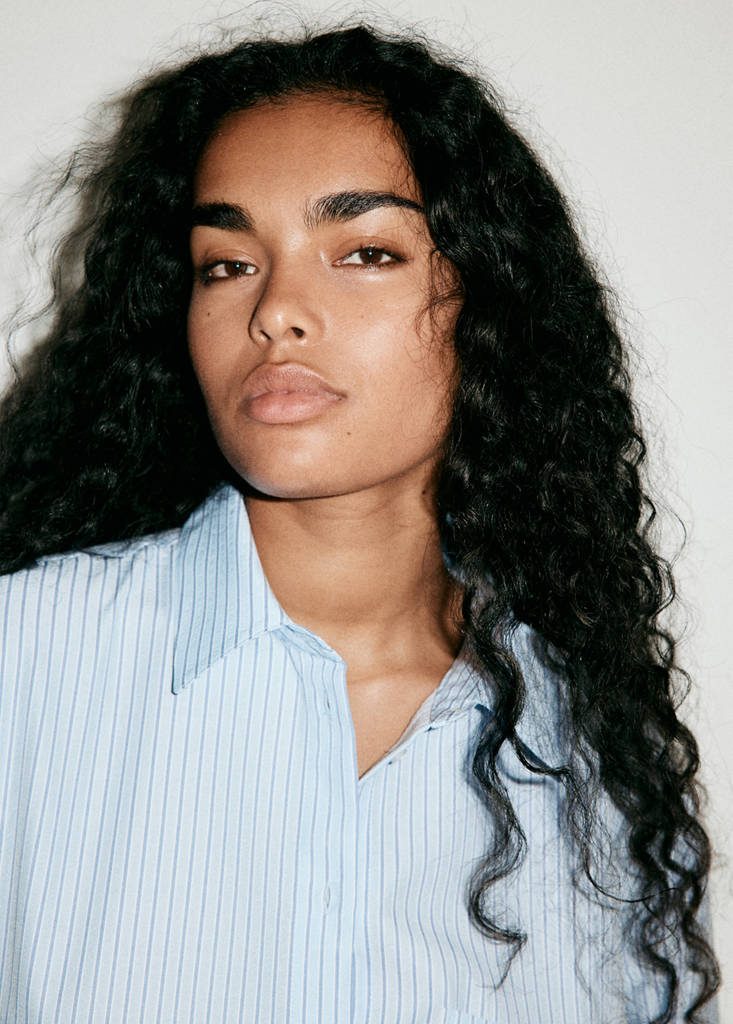 Striped straight shirt — Sky Blue