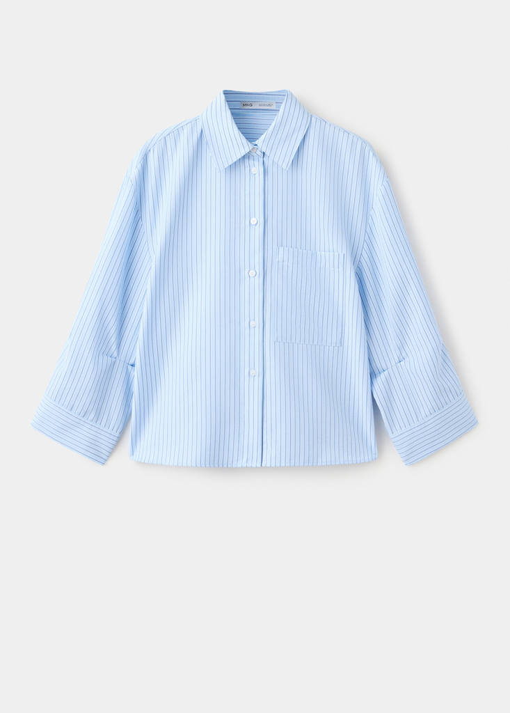 Mango Chemise Droite Rayures In Bleu Ciel