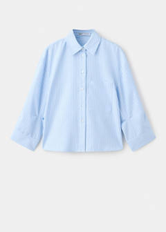 Striped straight shirt — Sky Blue 8