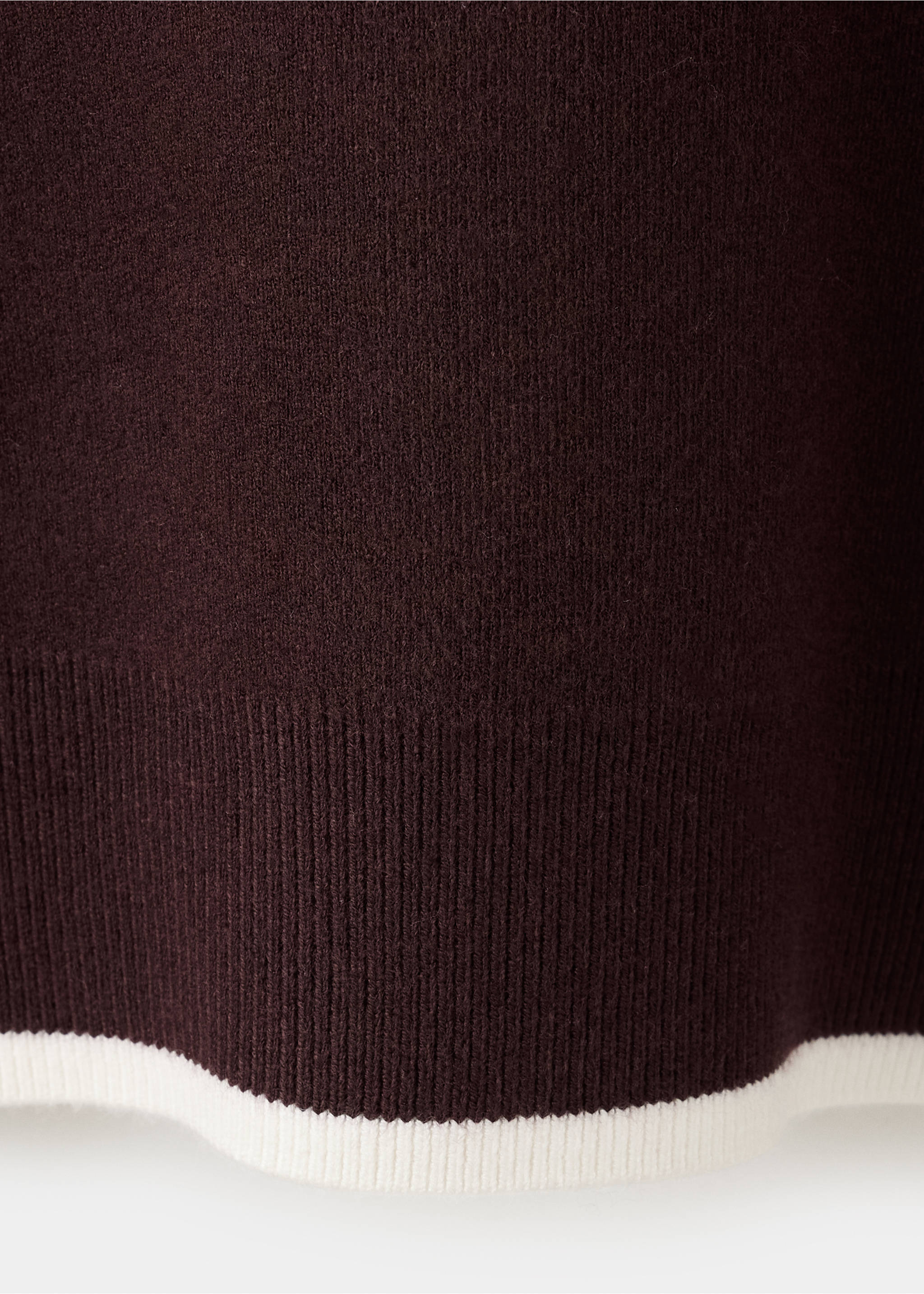 Polo neck jumper with contrasting stripe - Details of the article 0, Chocolate. Ref: 37034070-00.