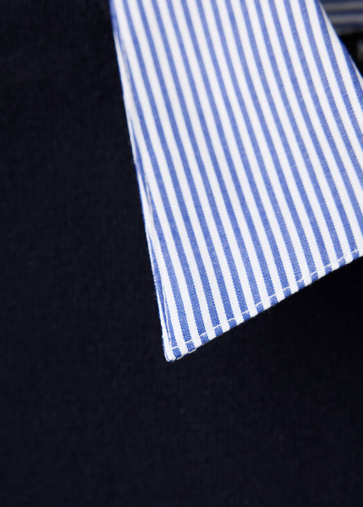 Striped polo neck sweater — Dark Navy