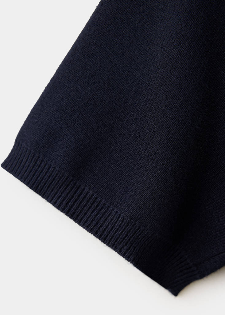 Striped polo neck sweater — Dark Navy