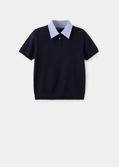 Striped polo neck sweater — Dark Navy 8