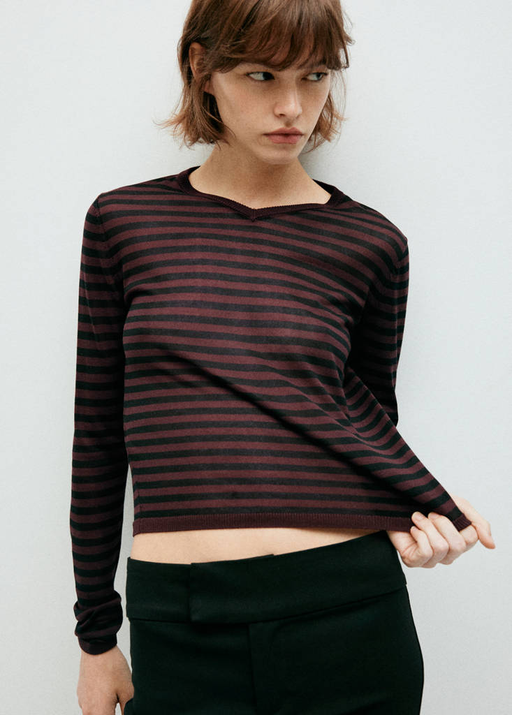 Lyocell stripe jumper — Wine