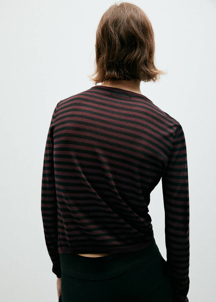Lyocell stripe jumper — Wine