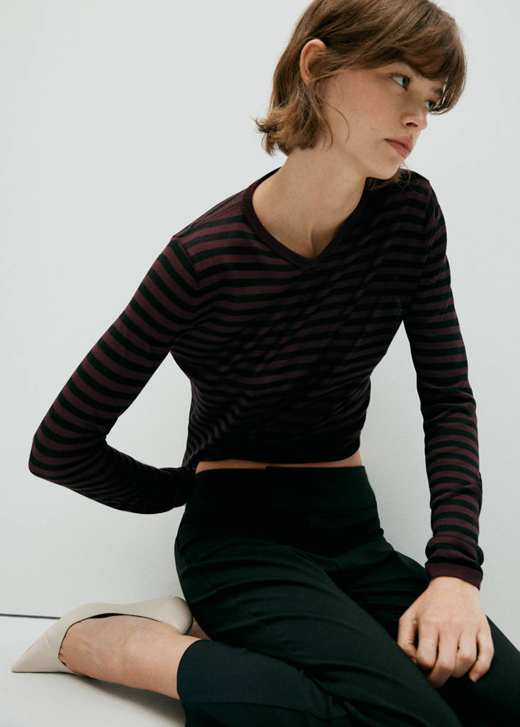 Lyocell stripe jumper — Wine
