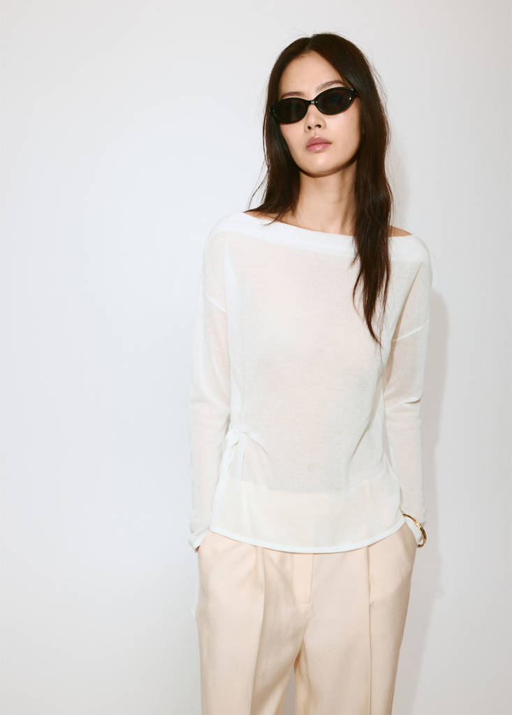 Fine knit bow jumper — Off White