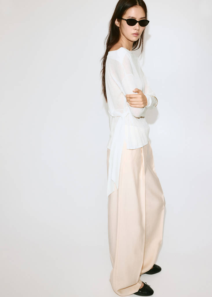 Fine knit bow jumper — Off White