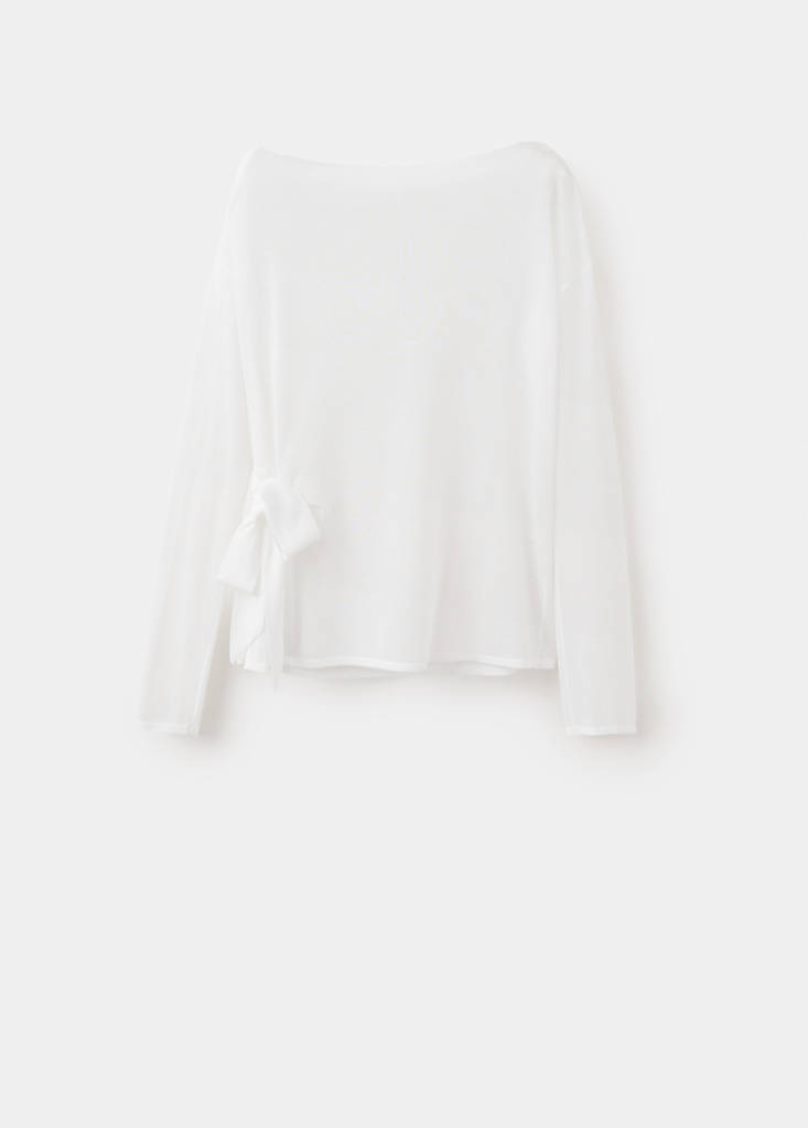 Fine knit bow jumper — Off White