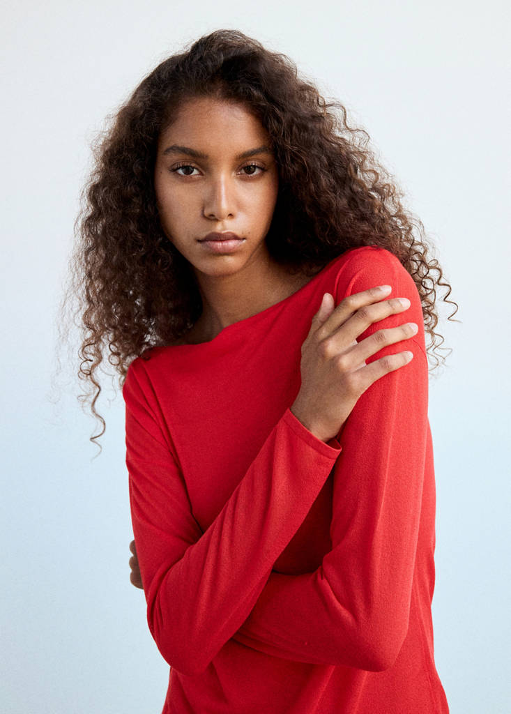 Fine knit bow jumper — Red