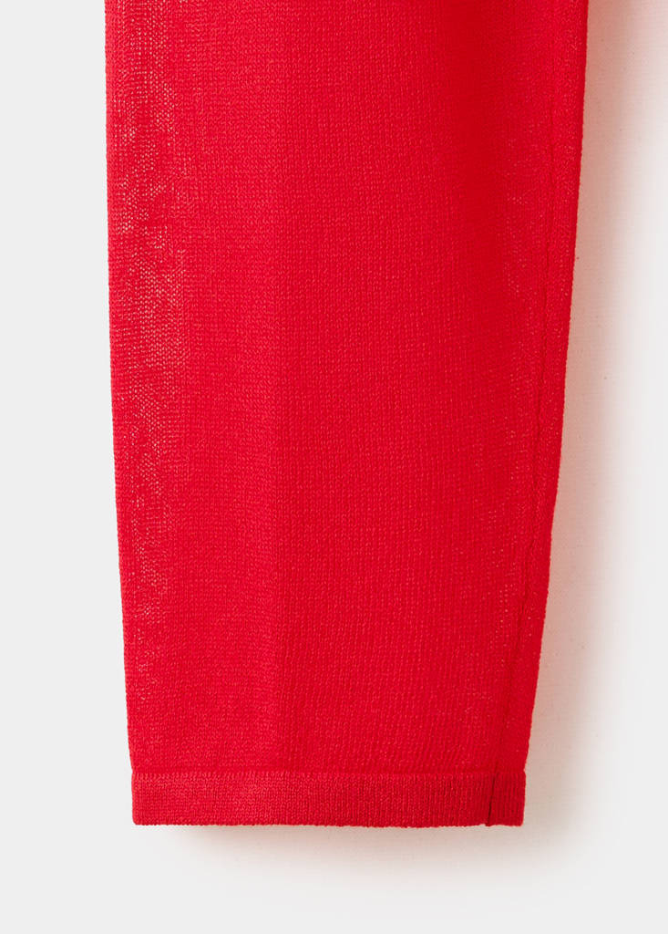 Fine knit bow jumper — Red
