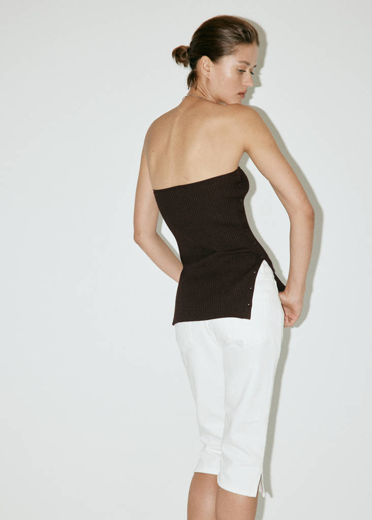 Top with multi-position buttons — Chocolate