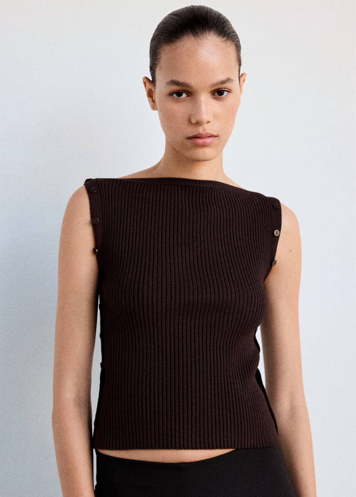 Top with multi-position buttons — Chocolate