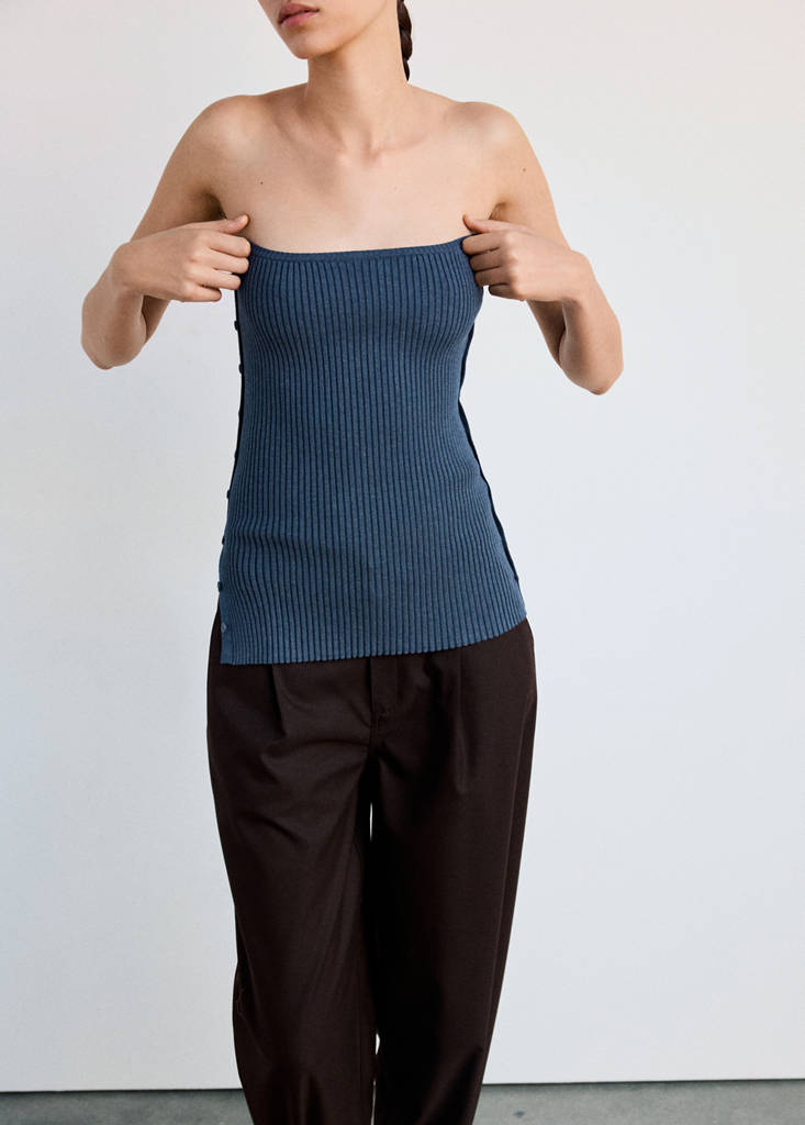 Top with multi-position buttons — Petrol Blue
