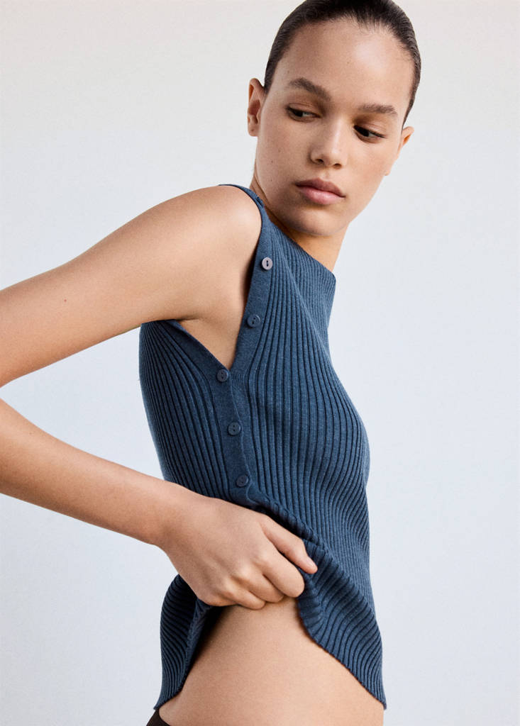 Top with multi-position buttons — Petrol Blue