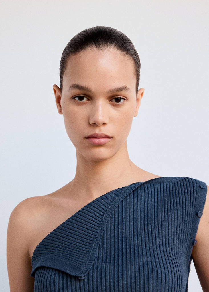 Top with multi-position buttons — Petrol Blue