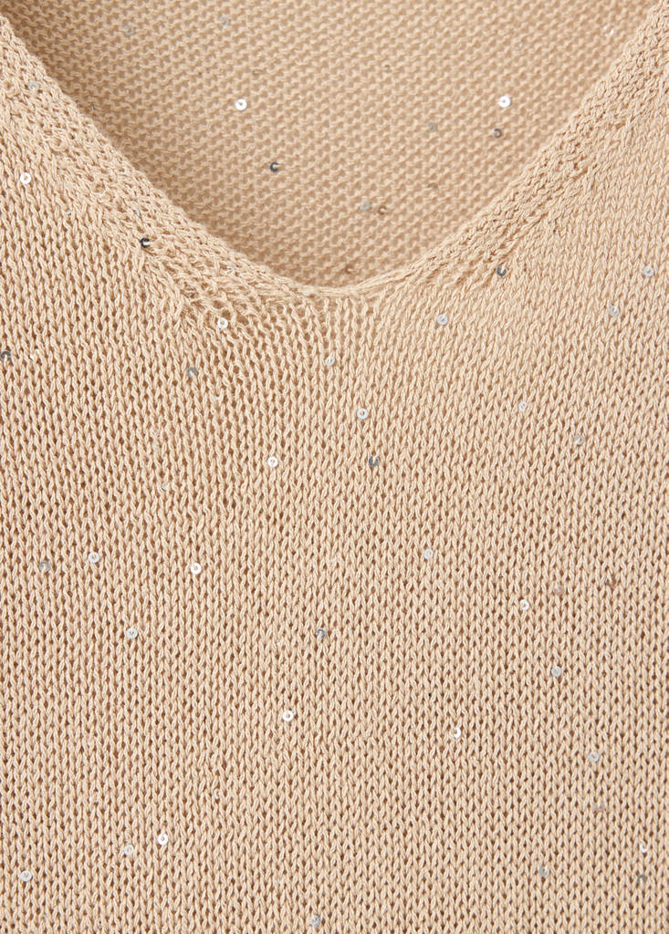 Knitted top with sequin detail — Sand