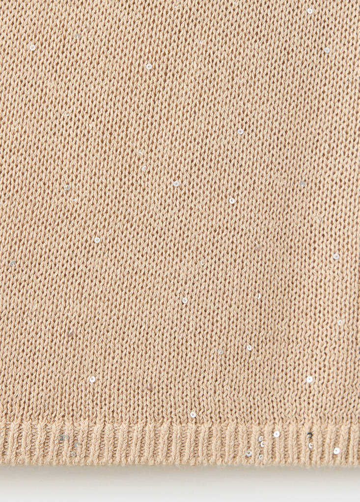 Knitted top with sequin detail — Sand